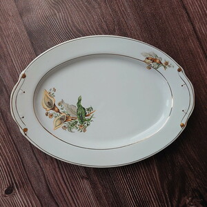  Taiwan retro *. round shape plate oval plate color flower . same porcelain * Taiwan tableware * Vintage yha3453002