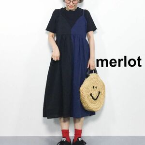 メルロー　merlot コットンバイカラーキャミソールワンピース