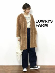 限定価格　LOWRYS FARM ファーノーカラーロングコート