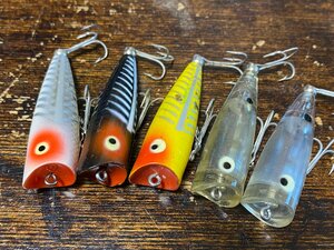 HEDDON Tiny Chugger 5本セット オールド!!書き目吹き目など1960-90年代/オールドヘドン タイニーチャガー オールドタックル スプーク