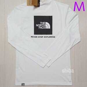 THE NORTH FACE ノースフェイス　長袖　ロンT ロング tシャツ レッドボックス 白 ホワイト 黒ロゴ WB 海外M