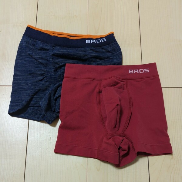 (2枚セット) BROS ボクサーパンツ レッド ネイビー S-LL フリーサイズ Pantsholic ブロス ワコール Wacoal 前開き　※タグ無し