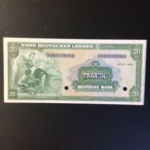 World Paper Money GERMANY FEDERAL REPUBLIC 20 Deutsche Mark【1949】〔SPECIMEN〕