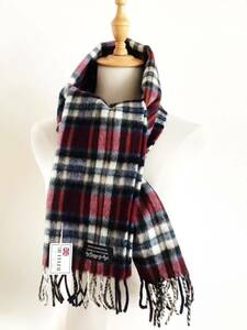 [MADE IN SCOTLAND by Begg of Ayr] wool 100% check pattern muffler dead stock 