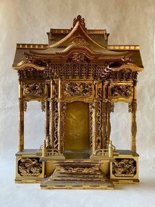 須弥壇 荘厳造 木製 本金箔屋根 金具打 本金箔 レトロ 仏教美術 