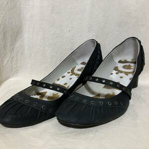 tsumori chisato WALK ツモリチサト パンプス/靴 革製 墨黒系 23_1/2 中古品 日本製 りょくしょう発生していますの画像1