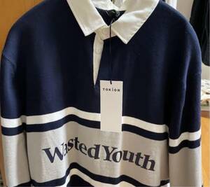 WASTED YOUTH ウェイステッドユース Rugby Shirt ロゴプリントラガーシャツ グ　長袖Tシャツ/ポロシャツ PCM-11050-C XL タグ付き supreme