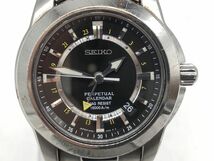 0205-517S⑥23191RP　腕時計 SEIKO セイコー 8F56-00F0 メンズ パーペチュアルカレンダー デイト 黒文字盤 クォーツ 稼働品_画像6