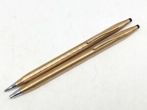 0205-528S⑨5770　筆記用具 CROSS クロス ボールペン シャープペンシル 1/20 14K GOLD FILLED ゴールド 2本まとめ 文房具