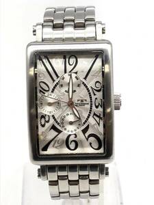 0205-527S⑯23144　腕時計 TECHNOS テクノス TGM633 クロノグラフ トリプルカレンダー スクエア シルバー文字盤 クォーツ