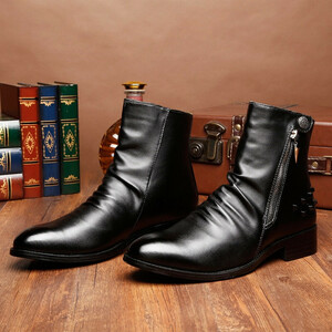  Martin boots Secret height up short boots height p new goods * men's engineer boots casual shoes [328] black 24.0cm