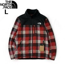 1円～!売切!【正規新品】THE NORTH FACE◆PRINTED LEO SWEATER フリース ジップアップジャケット US限定 日本未発売 厚手(L)赤 181024-55_画像1