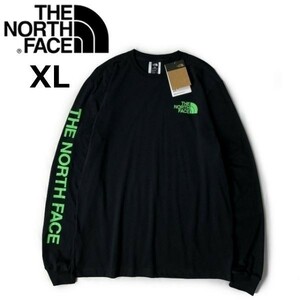 1円～!売切!【正規新品】THE NORTH FACE◆L/S HIT GRAPHIC TEE 長袖 Tシャツ ロンT US限定 2023最新 袖ロゴ 男女兼用(XL)黒 180902-23