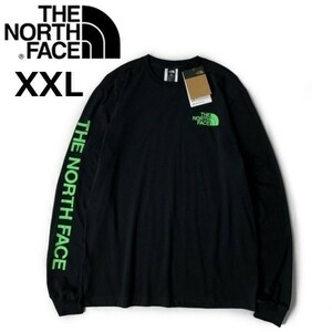 1円～!売切!【正規新品】THE NORTH FACE◆L/S HIT GRAPHIC TEE 長袖 Tシャツ ロンT US限定 2023最新 袖ロゴ 男女兼用(XXL)黒 180902-23