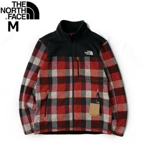 1円～!売切!【正規新品】THE NORTH FACE◆PRINTED LEO SWEATER フリース ジップアップジャケット US限定 日本未発売 厚手(M)赤 181024-55