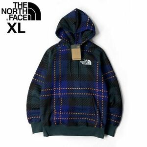 1円～!売切!【正規新品】THE NORTH FACE◆W HOLIDAY HOODIE パーカー US限定 上質 男女兼用 裏起毛 ロゴ刺繍(XL)青 緑 チェック柄181130-35