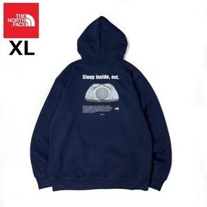 1円～!売切!【正規新品】THE NORTH FACE◆BRAND PROUD HOODIE パーカー テント ドーム US限定 ボックスロゴ 裏起毛(XL)紺 181130-33