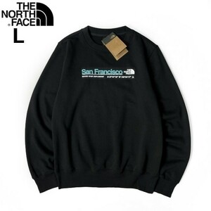 1円～!売切!【正規新品】THE NORTH FACE◆CITY CREW トレーナー スウェット US限定 サンフランシスコ 裏起毛 アウトドア(L)黒 181130-30