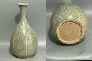 ◆羽彰・古美術◆A7790朝鮮旧蔵 高麗磁 朝鮮古陶磁器 古高麗 李朝 高麗青磁花瓶