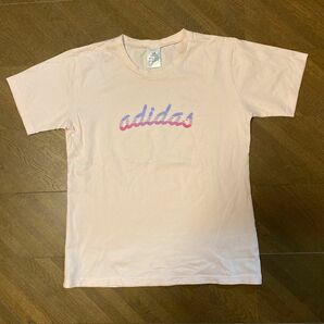 【adidas】アディダス　半袖ロゴTシャツ　ピンク　M スポーツ　インナー　トップス　 プリントTシャツ