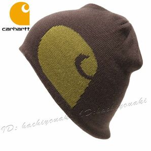 Carhartt 新品 カーハート リバーシブル ニット キャップ ビーニー オーク ブラウン メンズ レディース サイズフリー 正規品 ニット帽の画像6