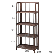 フォールディングシェルフ4D 天然木(杉) 水性ラッカー塗装 ブラウン LFS-364BR_画像2