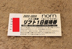 ★☆norn（ノルン水上）　リフト１日優待券　送料無料☆★