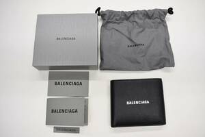 新品 未使用 保管品 バレンシアガ 財布 ブラック 二つ折り財布 BALENCIAGA ミニウォレット 594315 1IZI3 1090