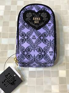 ラスト1点！【未使用】タグ付き♪アナスイ　ANNA SUI　 リップポーチ　パープル　バタフライ　ロゴ柄　黒×紫　ポーチ　新品 