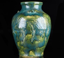 北大路魯山人　 青織部　かなり大きい大花瓶　共箱 高43cm　返品OK 　　２４０２１９−２_画像2