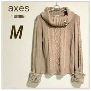 axes femmeアクシーズファム オフタートルニット M ベージュ