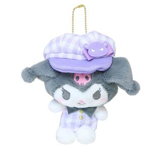 ◆新品　クロミ　kuromi　ミニぬいぐるみ　ボールチェーンマスコット〈ギンガムチェック・キャスケット〉サンリオ　sanrio