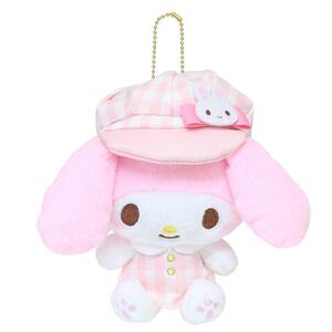 ◆新品　マイメロディ　My Melody　ミニぬいぐるみ　ボールチェーンマスコット〈ギンガムチェック・キャスケット〉サンリオ　sanrio