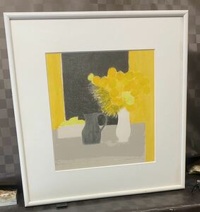 真作 リトグラフ　ベルナール・カトラン　ビクトリア調の花瓶とレモンバスケットのある静物　版画　額装 オープンエディション