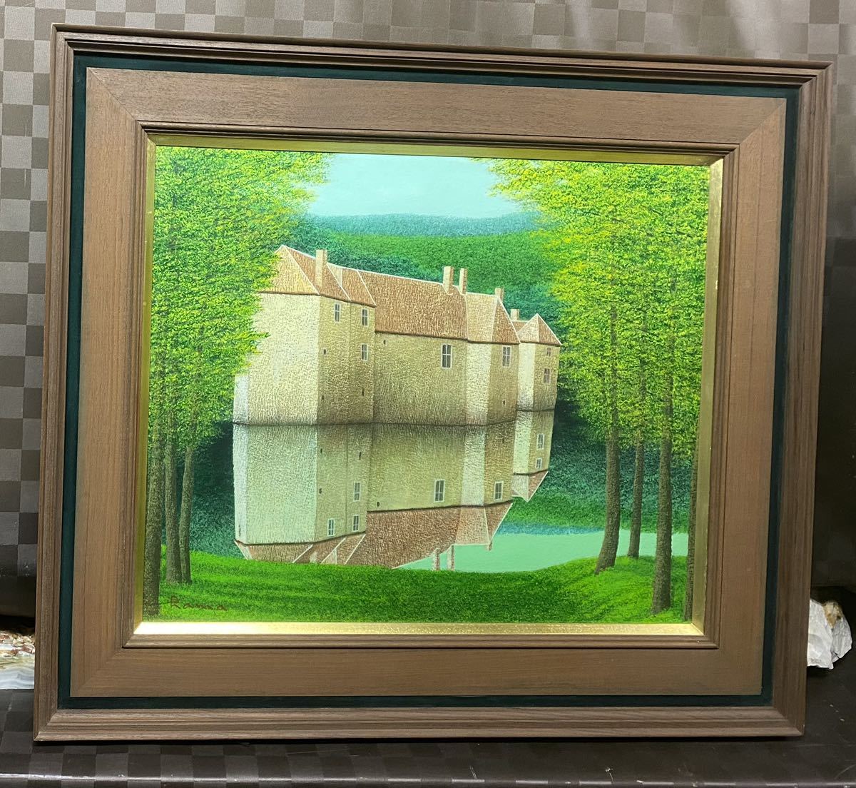 Genuine oil painting by Katsuko Ohama [Le Chateau d'Hamponte Saint-Martin] Artist purchased by the French Government Agency for Cultural Affairs F8 Le Salon, Painting, Oil painting, Nature, Landscape painting