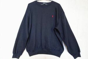 Polo by Ralph Lauren/ラルフローレン/長袖トレーナー/プルオーバー/表地スウェット/裏起毛/ワンポイント/紺/ネイビー/Lサイズ(2/13R)