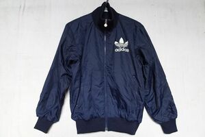 ヴィンテージadidas/ADS-230/アディダス/西ドイツタグ/長袖ジャンパー/ジャケット/ナイロン/前ジップ/三つ葉/紺/ネイビー/Sサイズ(2/26R)