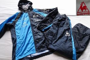 le coq sportif/ルコック/スポーツウェア上下セット/薄手ナイロン系/裏地メッシュ/長袖パーカ/長パンツ/水色/紺/ネイビー/Mサイズ(2/29R)