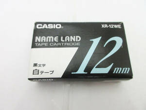 A623【テープカートリッジ】CASIO XR-12WE★12mm 黒文字 白テープ★カシオ ネームランド カートリッジ★ラベル用品★未使用★