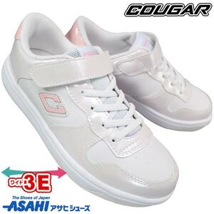 新品 アサヒ靴 合皮 マジック スニーカー J002 白/ピンク ２０cm 3E p