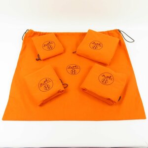 78474HERMES エルメス 巾着 保存袋 ダストバッグ バッグ用 5点セット まとめ売り サイズ色々 コットン オレンジ