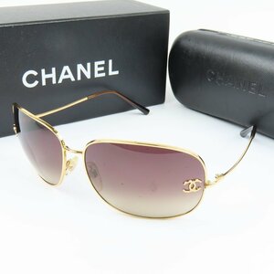 69336★1円スタート★CHANEL シャネル 極美品 ココマーク アイウェア グラデーション 4133 64□14 サングラス メタル ゴールド