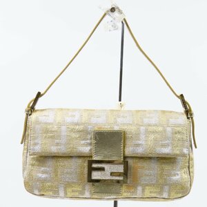 69555★1円スタート★FENDI フェンディ 極美品 マンマバケット ハンドバッグ ズッカ柄 ショルダーバッグ キャンバス ゴールド