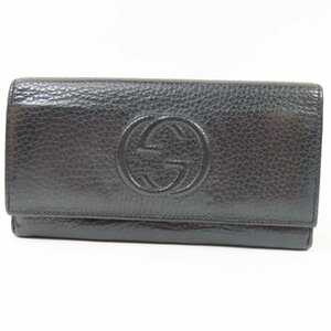 69186★1円スタート★GUCCI グッチ 中綺麗 インターロッキングG ロングウォレット 長財布 レザー ブラック