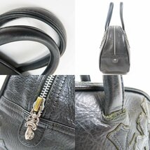 69322★1円スタート★CHROME HEARTS クロムハーツ ジムバッグ セメタリー クロスパッチ 十字架 クロスボール ダガー ハンドバッグ レザー_画像8