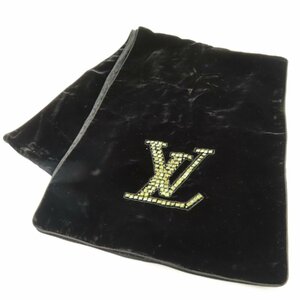 69583★1円スタート★LOUIS VUITTON ルイヴィトン 新品同様美品 LVロゴ ベロア シルク混 防寒 スパンコール マフラー ブラック