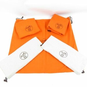 77747HERMES エルメス 巾着 バッグ用 5点 セット まとめ売り サイズ色々 保存袋 ダストバッグ コットン オレンジ