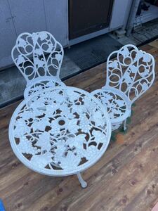  garden table garden chair 3 point set antique retro grape pattern 