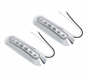 マーカーランプ 白色 LED 12V-24V トラック サイド ライト 路肩灯 6連 発光 メッキカバー付き 小型 中型 サイズ カラーレンズ 2本