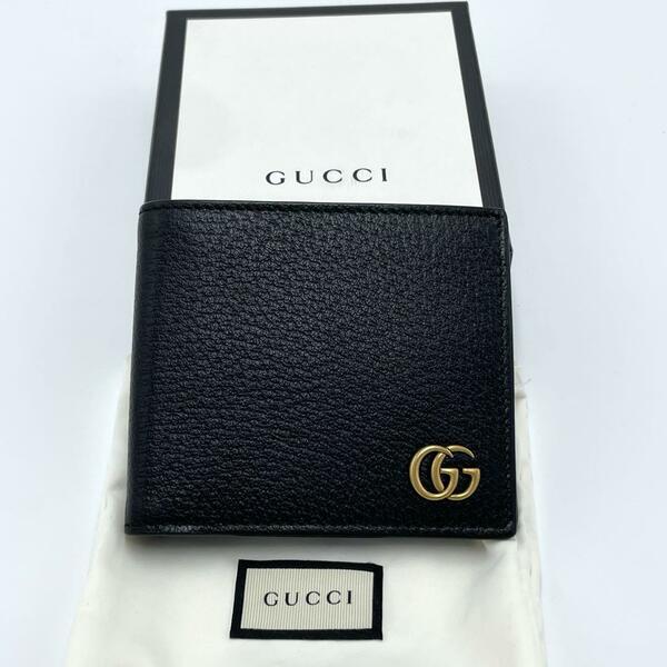 No.116 早い者勝ち【新品同様】Gucci グッチ GGマーモント コンパクトウォレット 折り財布 428725 レザー メンズ レディース ユニセックス